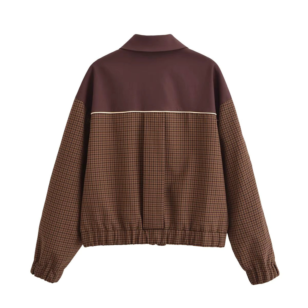 Chic Plaid Splice Jacket