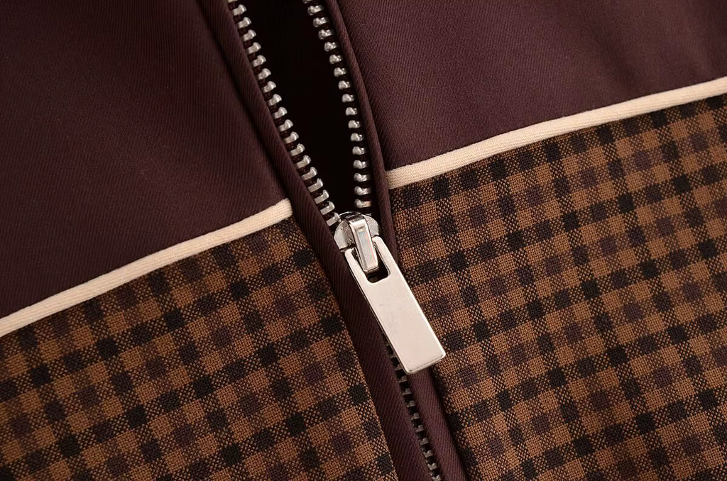 Chic Plaid Splice Jacket