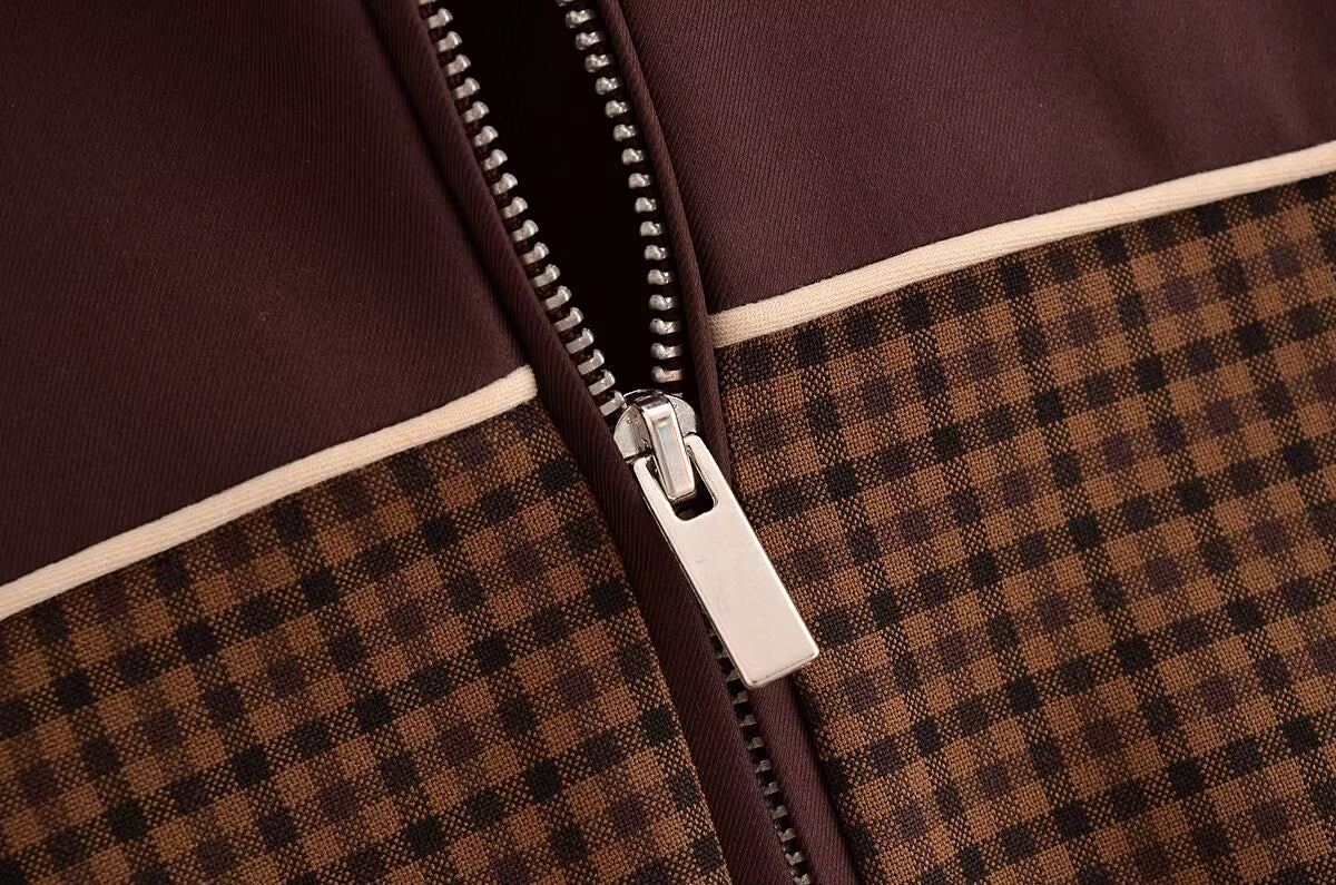 Chic Plaid Splice Jacket