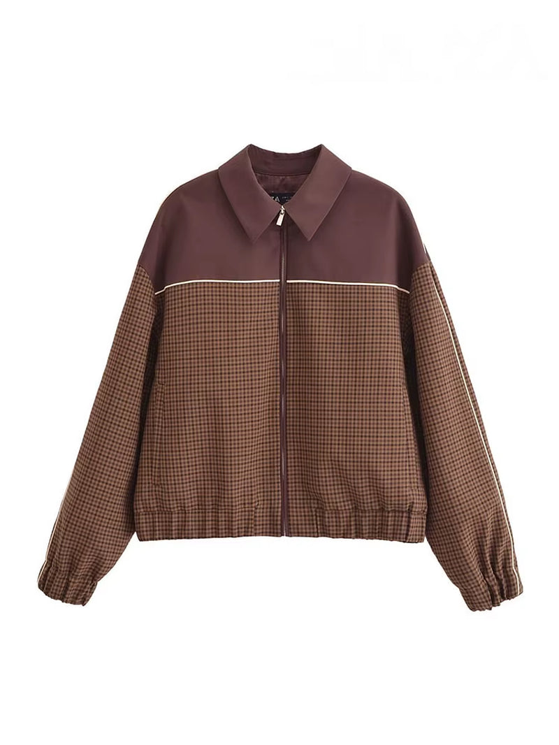 Chic Plaid Splice Jacket
