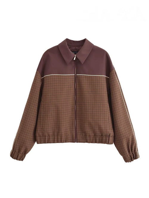 Chic Plaid Splice Jacket